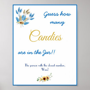 Wie viele Candies Brautparty Game Sign Poster