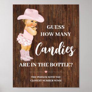 Wie viele Candies Cowgirl Baby Shooting Game Sign Poster