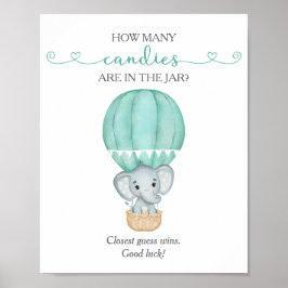 Wie viele Candies Green Elephant Baby Duschgame Poster
