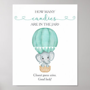 Wie viele Candies Green Elephant Baby Duschgame Poster