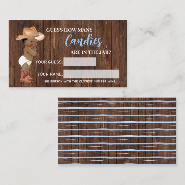 Wie viele Candies OM Cowboy Baby Duschkarte Platzkarte (Vorne/Hinten)