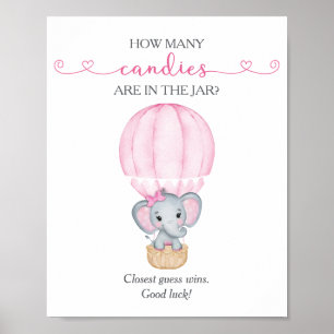 Wie viele Candies rosa Elephant Baby Showspiel Poster