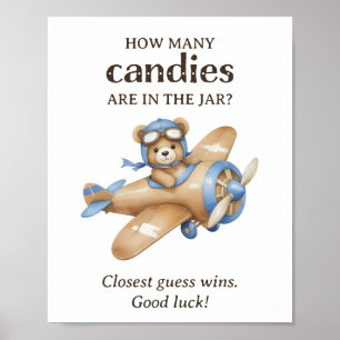 Wie viele Candies Teddy Bear Pilot Baby Boy Dusche Poster