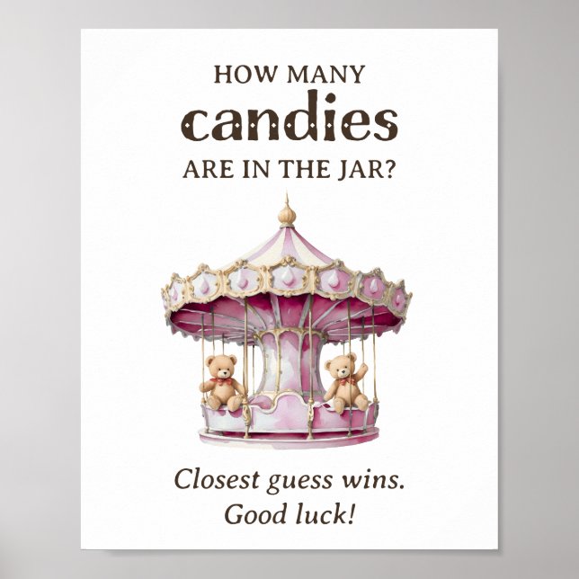 Wie viele Candies Teddy Bear Twin Girl Baby Dusche Poster (Vorne)