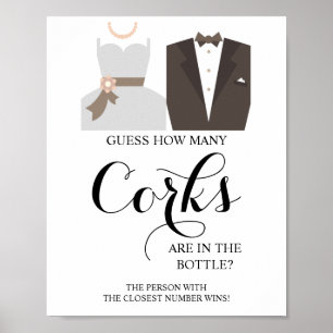 Wie viele Corks Brautparty Game Sign Poster
