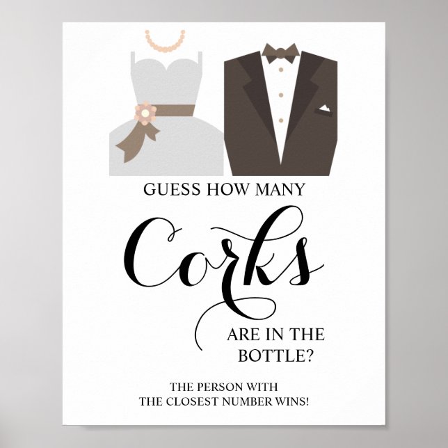 Wie viele Corks Brautparty Game Sign Poster (Vorne)