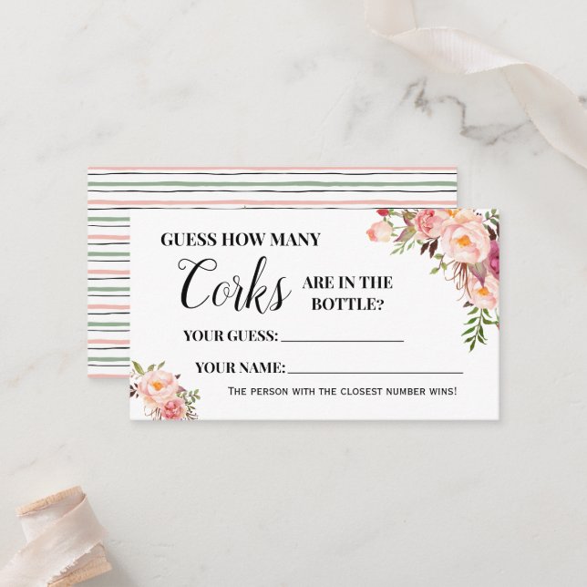 Wie viele Corks Brautparty-Spielkarten Platzkarte (Vorderseite/Rückseite Beispiel)