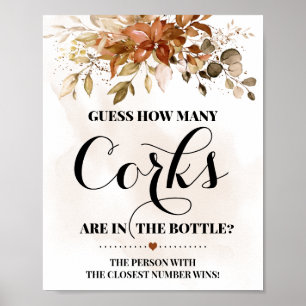 Wie viele Corks Fall Bridal Paares Duschzeichen Poster