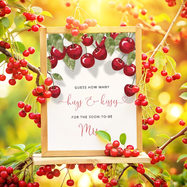 Wie viele Hugs & Kisses Cherry Brautparty Game Poster (Von Creator hochgeladen)