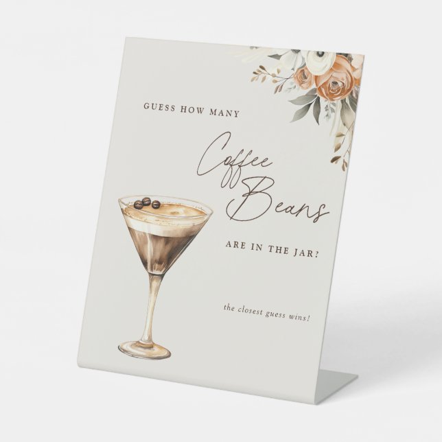 Wie viele Kaffeebohnen Espresso Martini Dusche Sockelschild (Vorderseite)