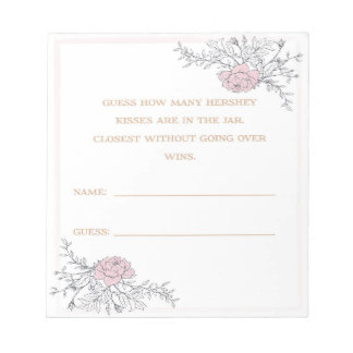 Wie viele Kisses Botanische Bridal Guessing Cards Notizblock