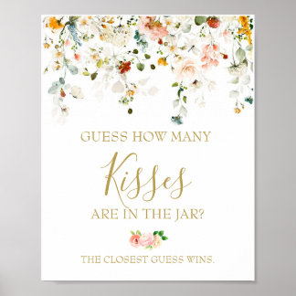 Wie viele Kisses Brautparty Game Poster