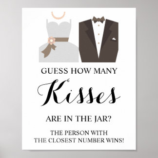 Wie viele Kisses Brautparty Game Sign Poster