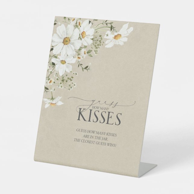 Wie viele Kisses Elegante Rustikale Wasserfarbe Da Sockelschild (Vorderseite)