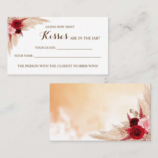 Wie viele Kisses Pampas Brautparty Spielkarte Platzkarte (Vorne/Hinten)