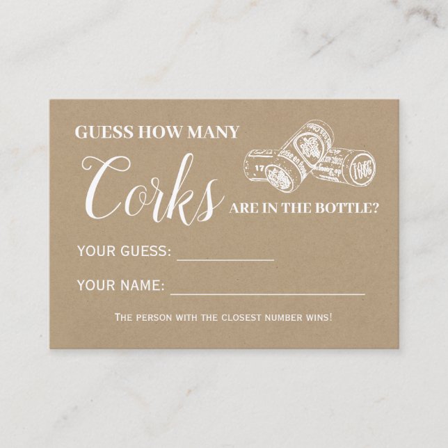 Wie viele Korken englische spanische Duschspielkar Platzkarte (Vorderseite)