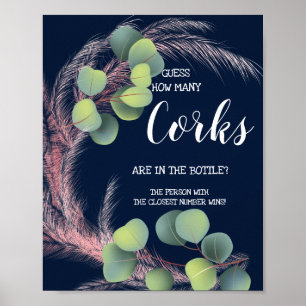 Wie viele Korken Pampas Gras Brautparty-Schild Poster