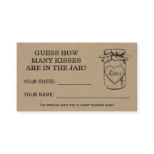 Wie viele Küsse Brautparty Rustikale Spielkarte