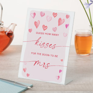 Wie viele Küsse Brautparty Valentinstag-Spiel Sockelschild