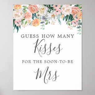 Wie viele Küsse für das Mrs-Schild für Brautdusche Poster