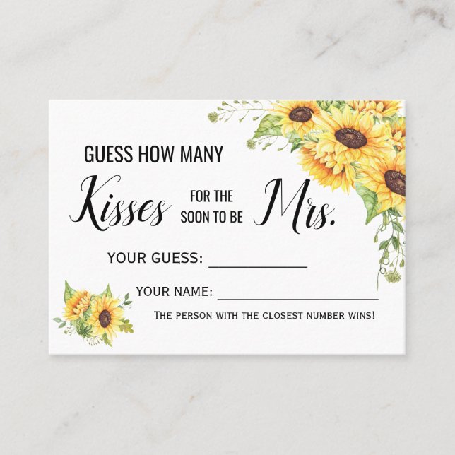 Wie viele Küsse für die bald Frau Spielkarte Platzkarte (Vorderseite)