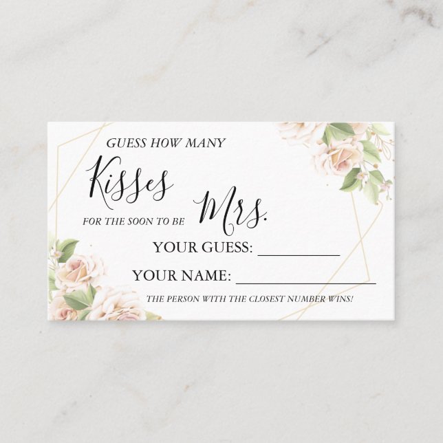 Wie viele Küsse für Mrs. Duschkartenspiel Platzkarte (Vorderseite)