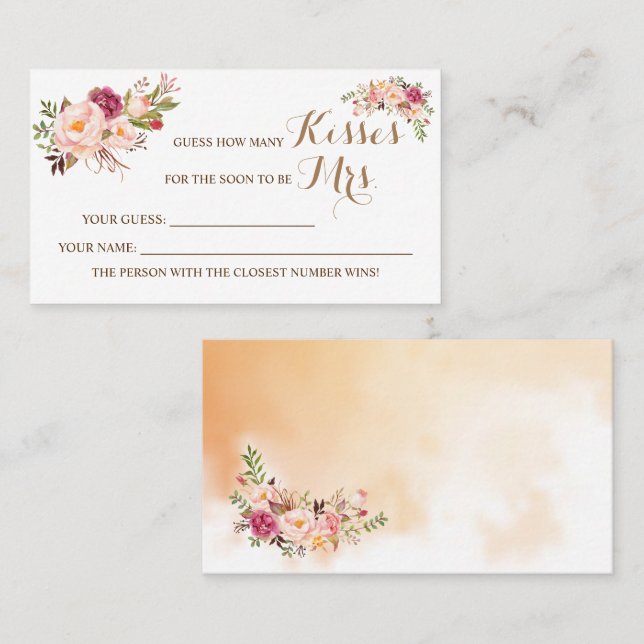 Wie viele Küsse für Mrs. Pink Shower Spielkarte Platzkarte (Vorne/Hinten)