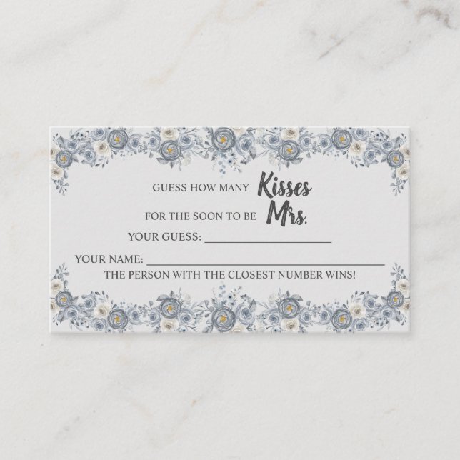 Wie viele Küsse für Mrs. Shower Gray Game Card Platzkarte (Vorderseite)