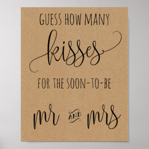 Wie viele Küsse Mr. und Mrs. Game Sign Poster