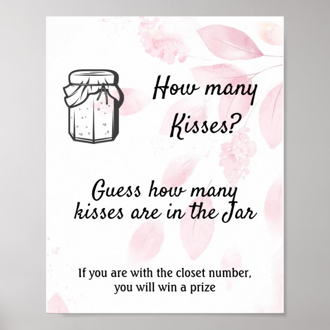 Wie viele Küsse? - Rosa Farbe Poster (Vorne)