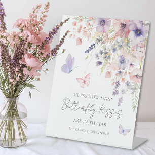Wie viele Küsse Schmetterling Wildblumen Brautpart Sockelschild