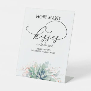 Wie viele Küsse sind im Glas? Podest-Schild Sockelschild