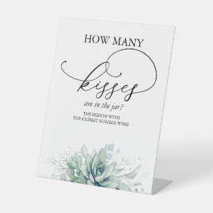 Wie viele Küsse sind im Glas? Podest-Schild Sockelschild