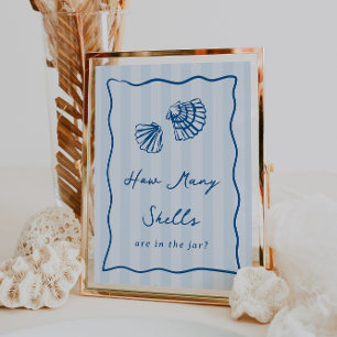 "Wie viele Muscheln" Brautparty Game Sign Poster