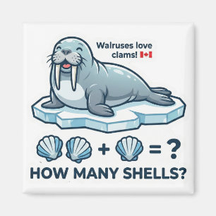 Wie viele Muscheln? – Walross-Math-Learning-Magnet Magnet