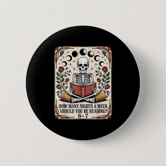 Wie viele Nächte Reading Meme 6 7 Lustiger Bücherl Button (Vorderseite)