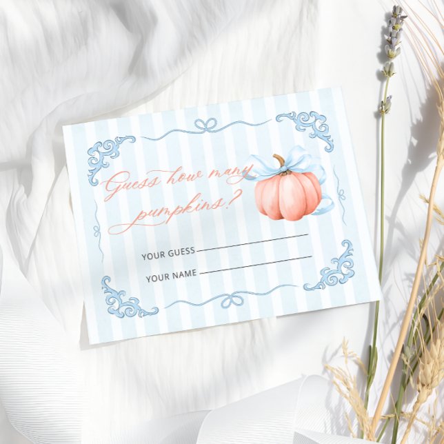 Wie viele Pumpkins Blue Bow Baby Dusche Begleitkarte (Von Creator hochgeladen)