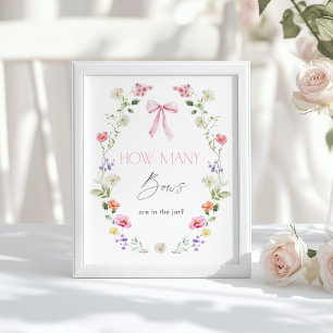 Wie viele Schleifen Pink Floral Baby Shower  Poster