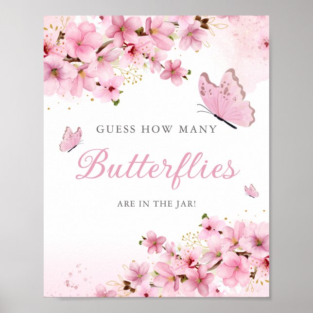 Wie viele Schmetterlinge in der Babydusche Poster (Vorne)