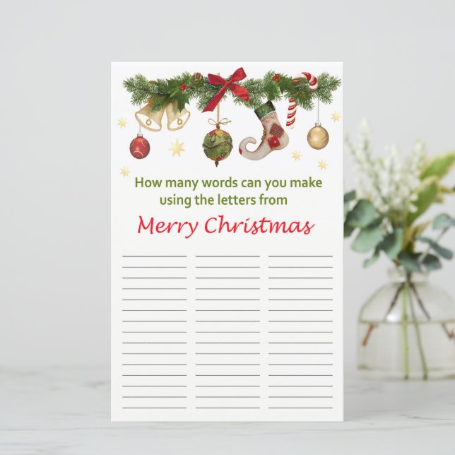 Wie viele Worte kannst du aus frohen Weihnachten m (Stehend Vorderseite)