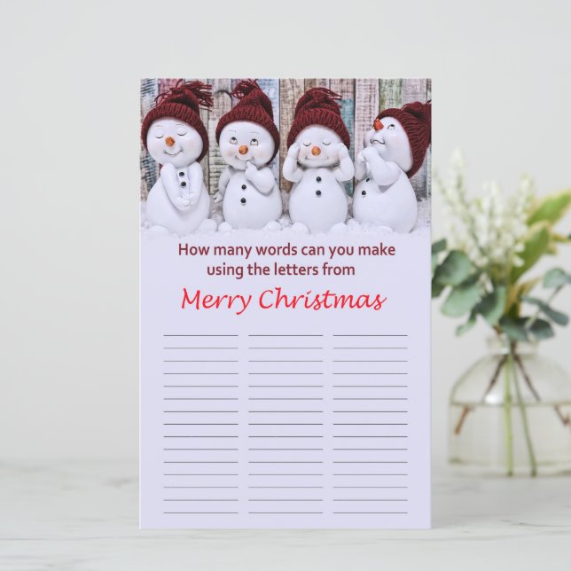 Wie viele Worte kannst du aus frohen Weihnachten m (Stehend Vorderseite)