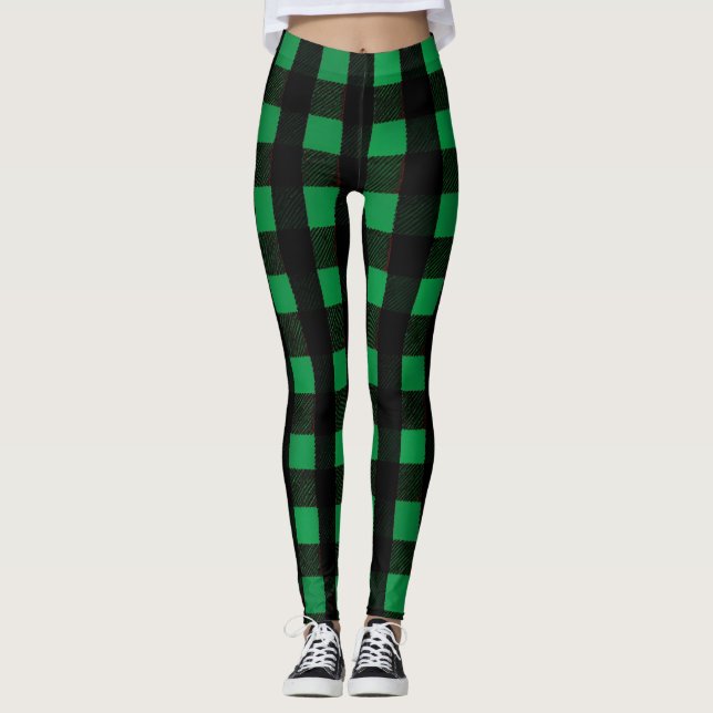 Wie wäre es mit "Envy Karo Leggings: Black & Green Leggings (Vorderseite)