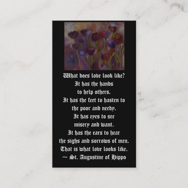 Wie "was tut Liebeaussehen?" ~ St Augustine Visitenkarte (Vorderseite)