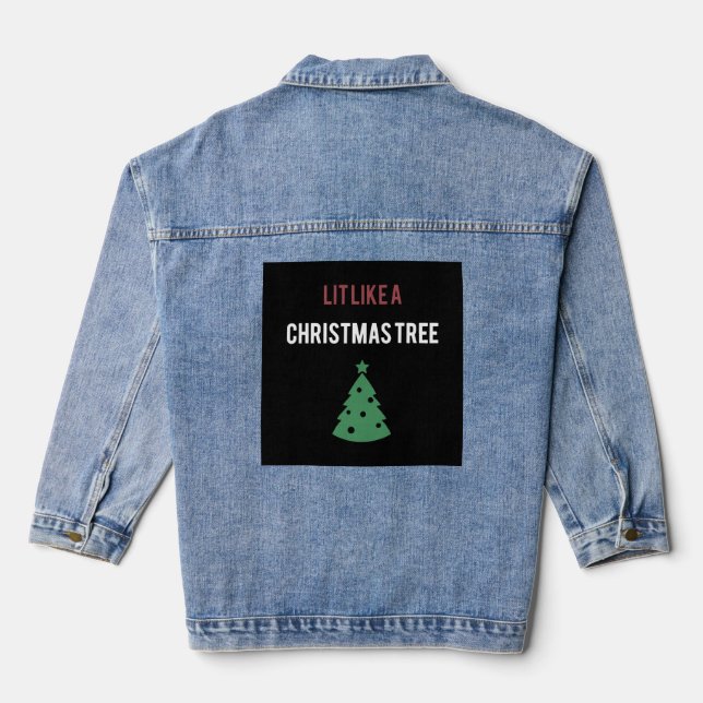 wie Weihnachtsbaum-Weihnachten beleuchtet Jeansjacke (Rückseite)