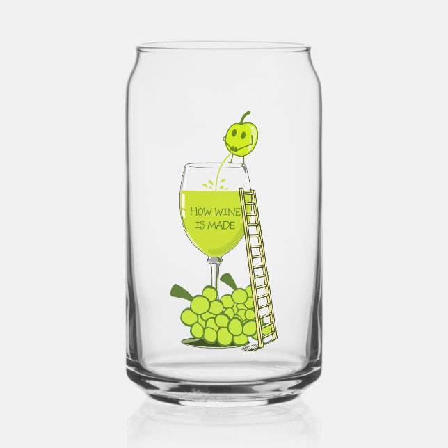 Wie Wein entsteht Funny Illustration Green Dosenglas (Vorderseite)