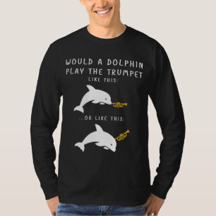 Wie würde ein Dolphin das Trumpet spielen und dem T-Shirt