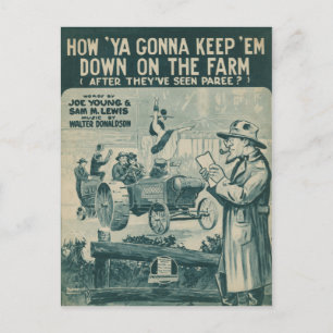 Wie Ya Gonna Behielt "Em Down on Farm Postkarte