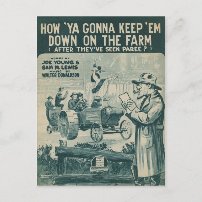 Wie Ya Gonna Behielt "Em Down on Farm Postkarte (Vorderseite)