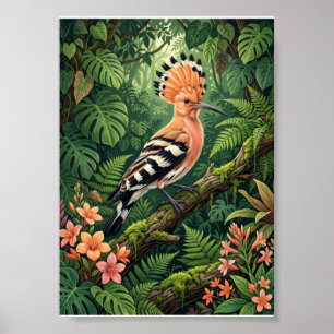 Wiedehopf Vogel Tropischer Zweig Botanik Wildtier Poster