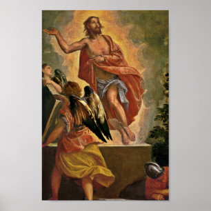 Wieder belebter Jesus über seinem Grab Poster